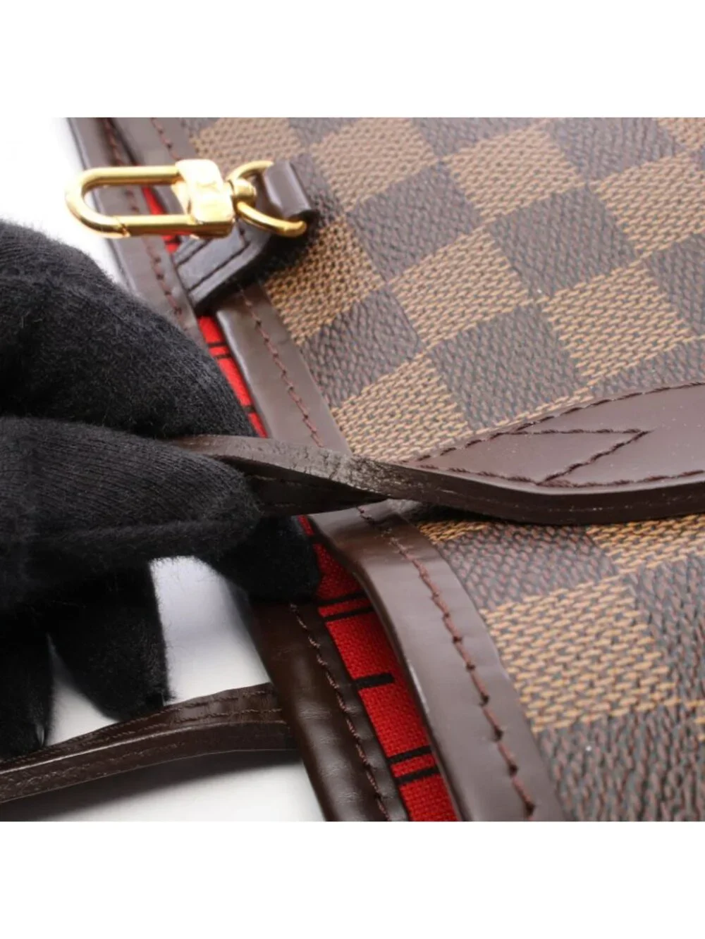 Louis Vuitton Tote Bag Neverfull MM Damier Ebene Canvas Leather